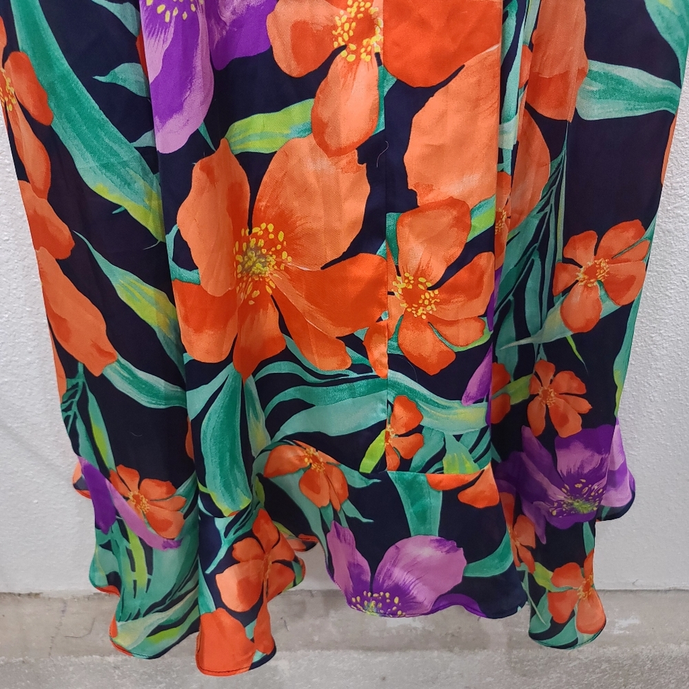Lulu's Vibrant Floral Maxi Dress - Orange, Green, Purple - Picture 15 of 16